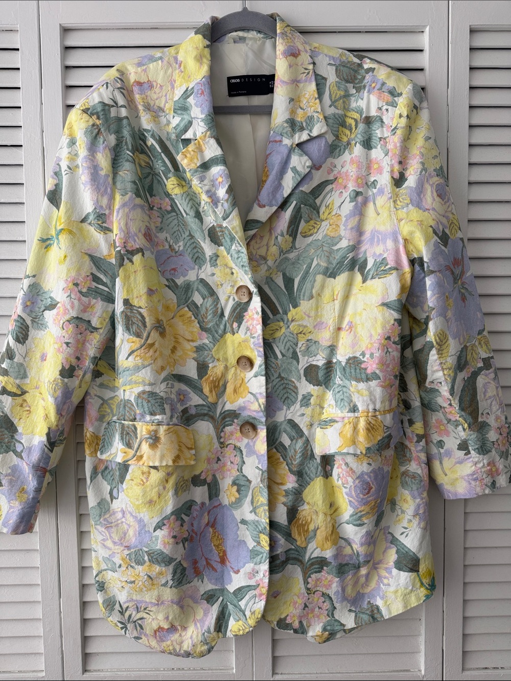 ASOS Floral Pastel Blazer in Yellow, Lavender, Green